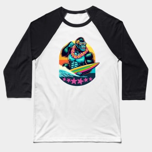 Retro Gorilla Surfer Baseball T-Shirt